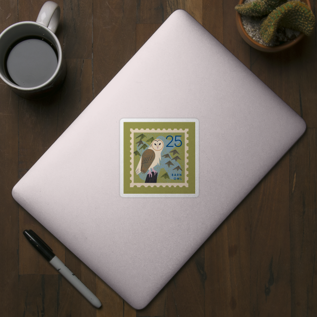 Barn Owl Postage Stamp by Renea L Thull